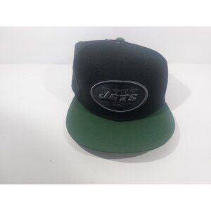New Era New York Jets Snapback Hat Black Logo Green Bill